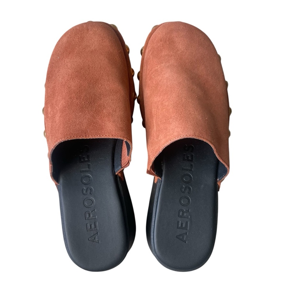 Aersoles Women’s Faye Studded Clog Suede Leather Upper Size 8 Gingerbread - Picture 6 of 7